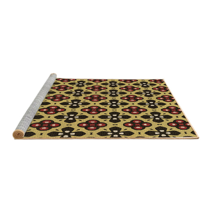 Sideview of Machine Washable Transitional Yellow Rug, wshpat3071brn