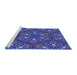 Sideview of Machine Washable Transitional Medium Slate Blue Rug, wshpat3073blu