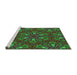 Sideview of Machine Washable Transitional Dark Forest Green Rug, wshpat3073grn