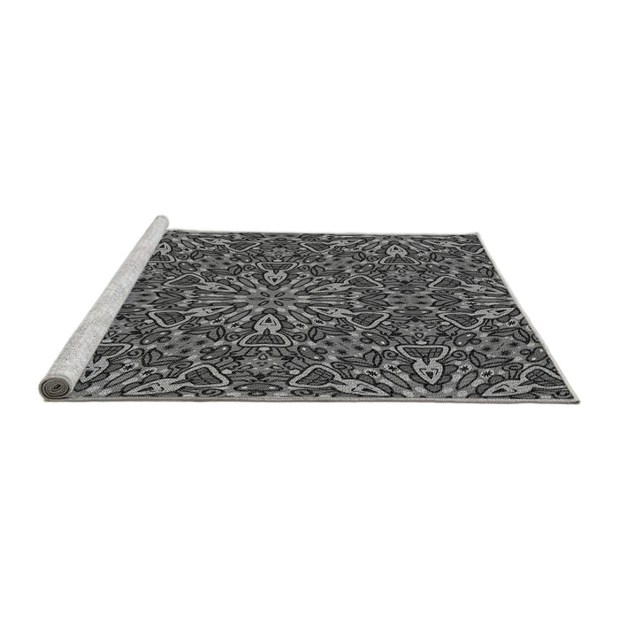 Sideview of Machine Washable Transitional Gunmetal Gray Rug, wshpat3073gry