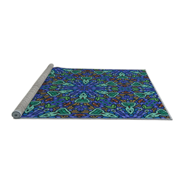 Sideview of Machine Washable Transitional Seafoam Green Rug, wshpat3073lblu