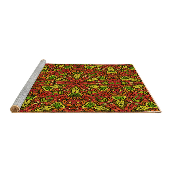 Sideview of Machine Washable Transitional Crimson Red Rug, wshpat3073yw