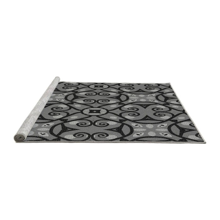 Sideview of Machine Washable Transitional Gunmetal Gray Rug, wshpat3075gry