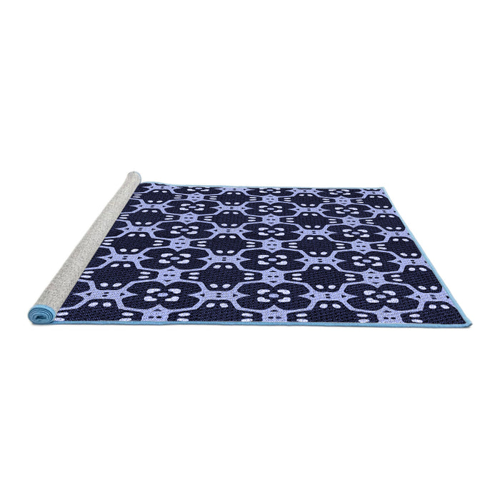 Sideview of Machine Washable Transitional Light Purple Blue Rug, wshpat3076blu