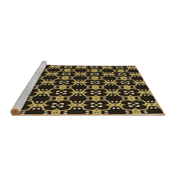 Sideview of Machine Washable Transitional Caramel Brown Rug, wshpat3076brn