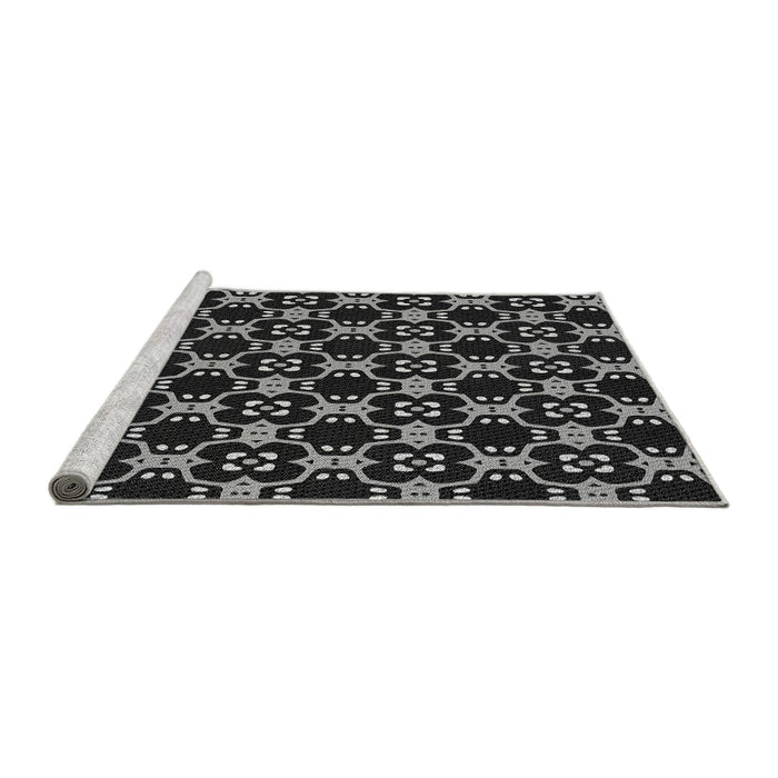 Sideview of Machine Washable Transitional Black Rug, wshpat3076gry