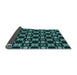 Thickness of Patterned Deep Teal Green Rug, pat3076lblu