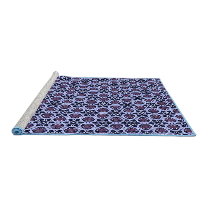 Sideview of Machine Washable Transitional Night Blue Rug, wshpat3077blu