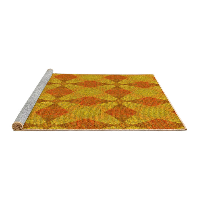 Sideview of Machine Washable Transitional Orange Red Orange Rug, wshpat3080yw