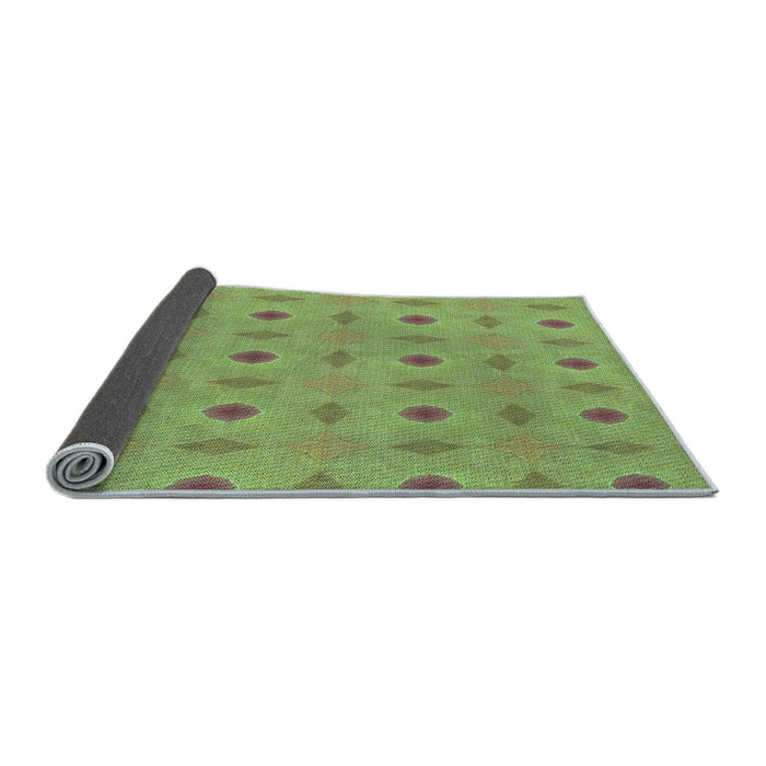 Thickness of Patterned Olive Green Rug, pat3083lblu
