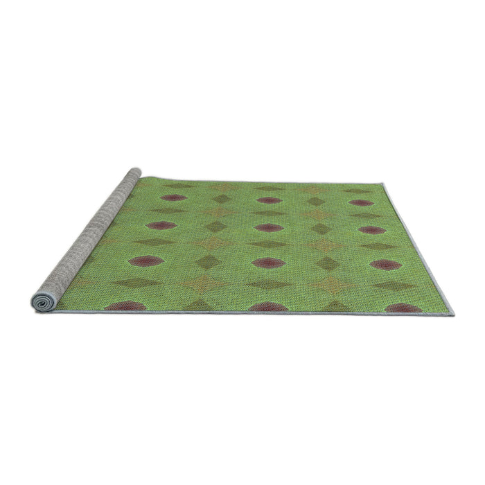 Sideview of Machine Washable Transitional Olive Green Rug, wshpat3083lblu