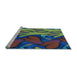 Sideview of Machine Washable Transitional Cr Green Rug, wshpat3084lblu