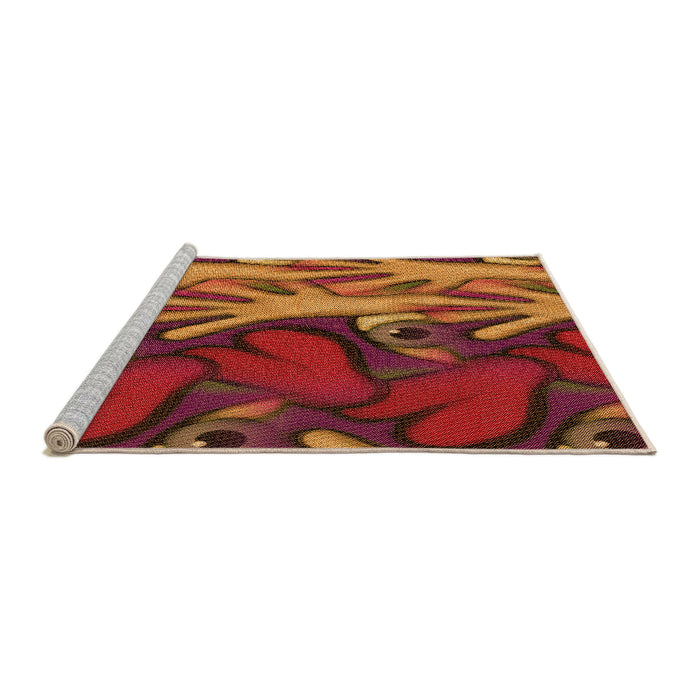 Sideview of Machine Washable Transitional Orange Rug, wshpat3084org