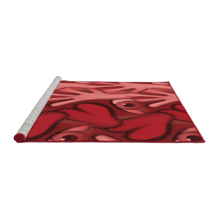 Sideview of Machine Washable Transitional Red Rug, wshpat3084rd