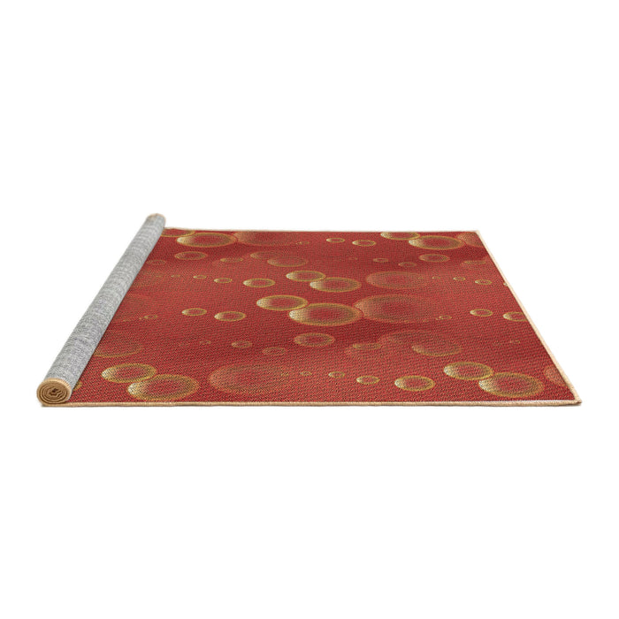 Sideview of Machine Washable Transitional Orange Red Orange Rug, wshpat3085brn