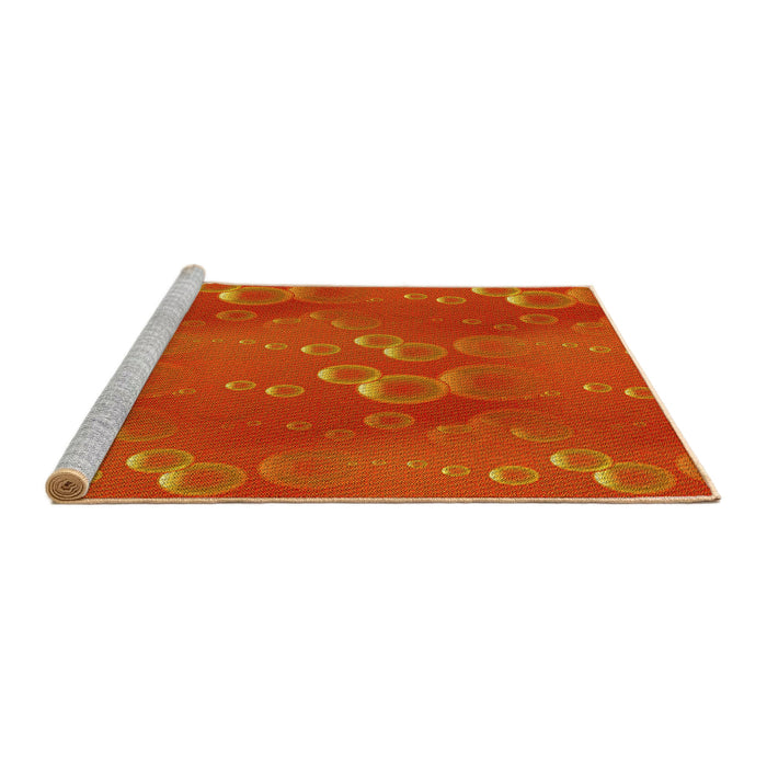 Sideview of Machine Washable Transitional Orange Red Orange Rug, wshpat3085yw