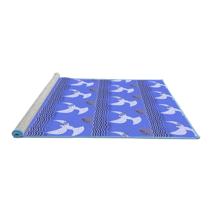 Sideview of Machine Washable Transitional Denim Blue Rug, wshpat3086blu