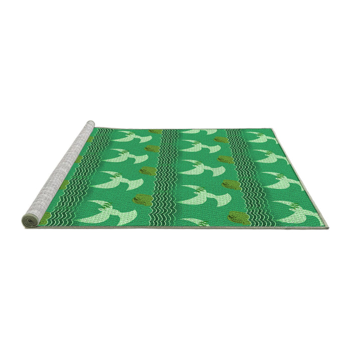Sideview of Machine Washable Transitional Lime Mint Green Rug, wshpat3086grn