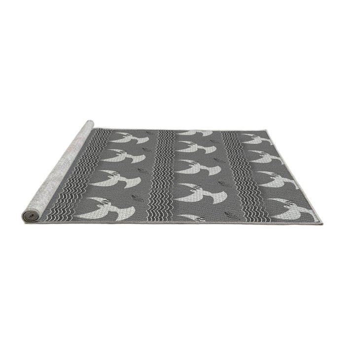 Sideview of Machine Washable Transitional Grey Gray Rug, wshpat3086gry