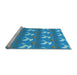 Sideview of Machine Washable Transitional Blue Rug, wshpat3086lblu