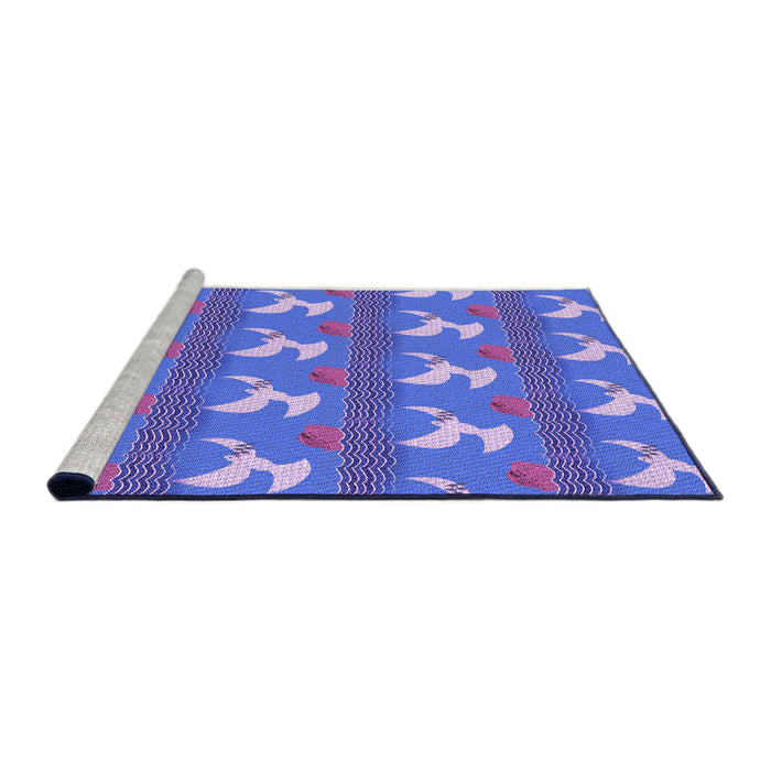 Sideview of Machine Washable Transitional Sky Blue Rug, wshpat3086pur