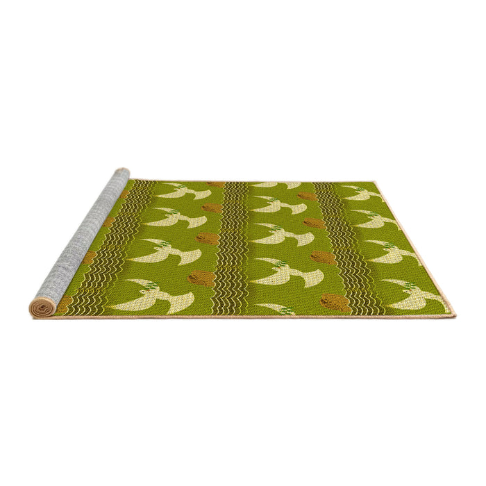 Sideview of Machine Washable Transitional Dark Yellow Green Rug, wshpat3086yw
