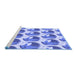 Sideview of Machine Washable Transitional Ocean Blue Rug, wshpat3087blu