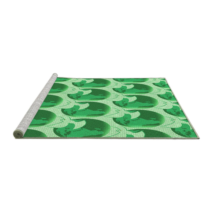 Sideview of Machine Washable Transitional Jade Green Rug, wshpat3087grn