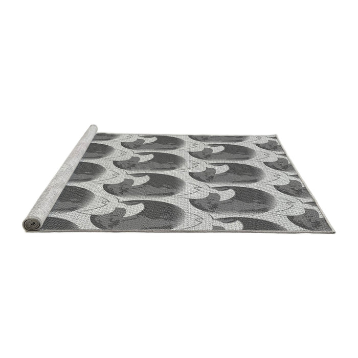 Sideview of Machine Washable Transitional Ash Gray Rug, wshpat3087gry