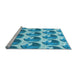 Sideview of Machine Washable Transitional Blue Rug, wshpat3087lblu