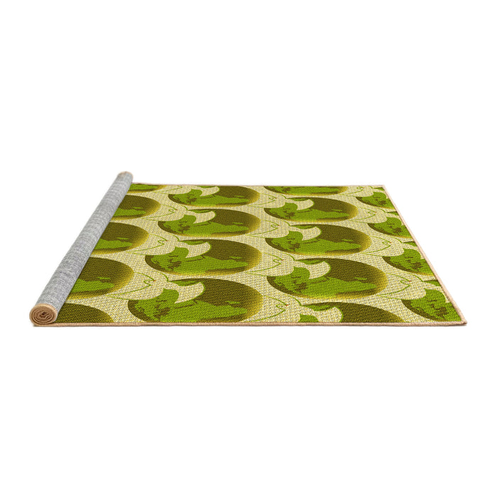 Sideview of Machine Washable Transitional Dark Yellow Green Rug, wshpat3087yw