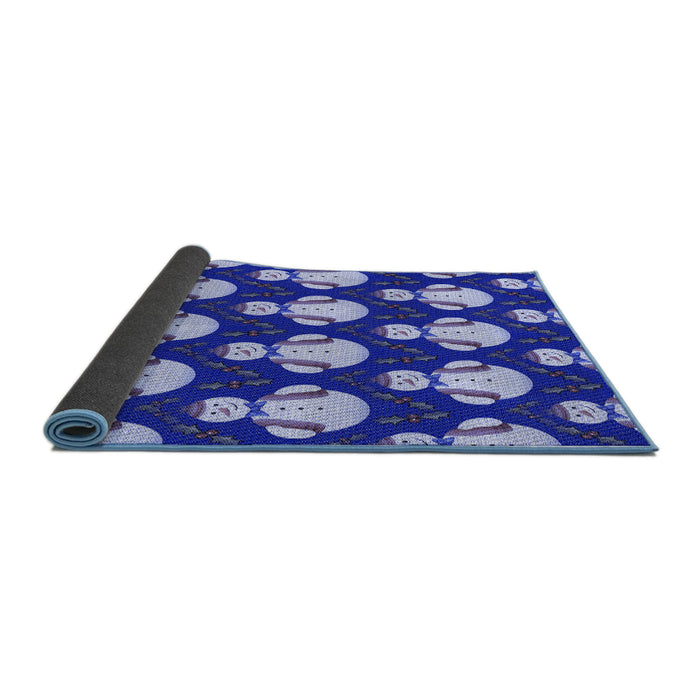 Thickness of Patterned Denim Blue Rug, pat3088blu