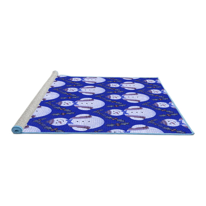 Sideview of Machine Washable Transitional Denim Blue Rug, wshpat3088blu