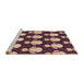 Sideview of Machine Washable Transitional Brown Green Rug, wshpat3088brn