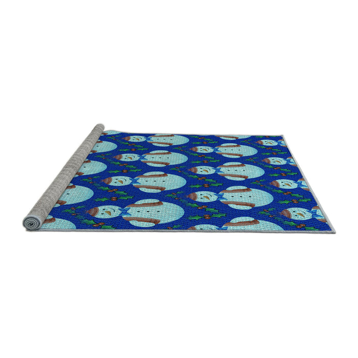 Sideview of Machine Washable Transitional Cobalt Blue Rug, wshpat3088lblu
