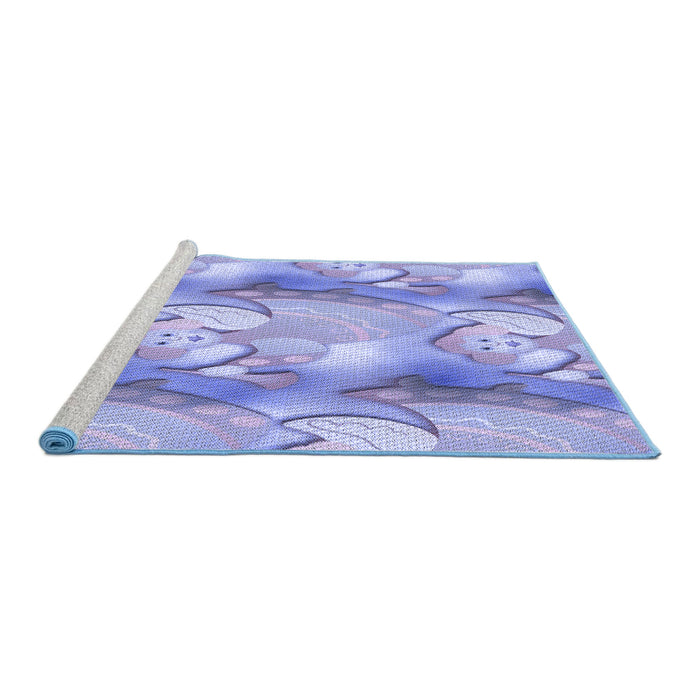 Sideview of Machine Washable Transitional Pastel Blue Rug, wshpat3089blu