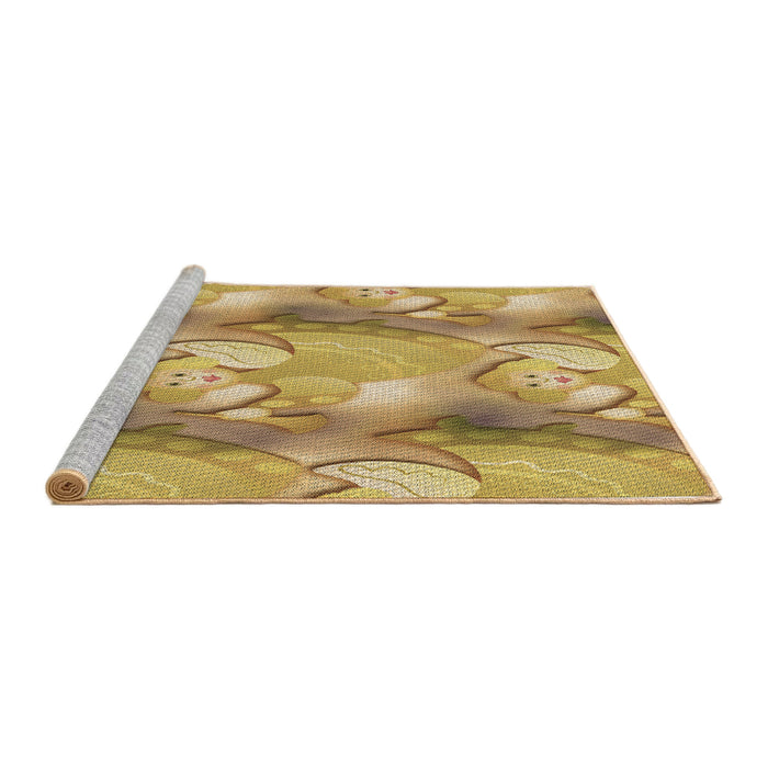 Sideview of Machine Washable Transitional Saffron Yellow Rug, wshpat3089brn