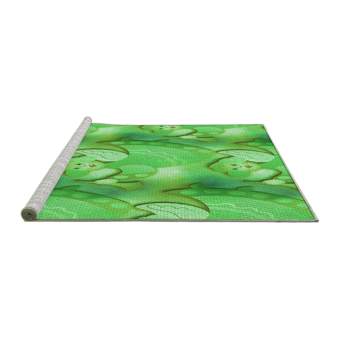Sideview of Machine Washable Transitional Neon Green Rug, wshpat3089grn