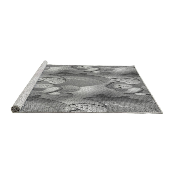 Sideview of Machine Washable Transitional Cloud Gray Rug, wshpat3089gry