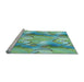 Sideview of Machine Washable Transitional Turquoise Green Rug, wshpat3089lblu