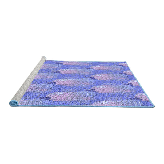 Sideview of Machine Washable Transitional Purple Mimosa Purple Rug, wshpat3090blu