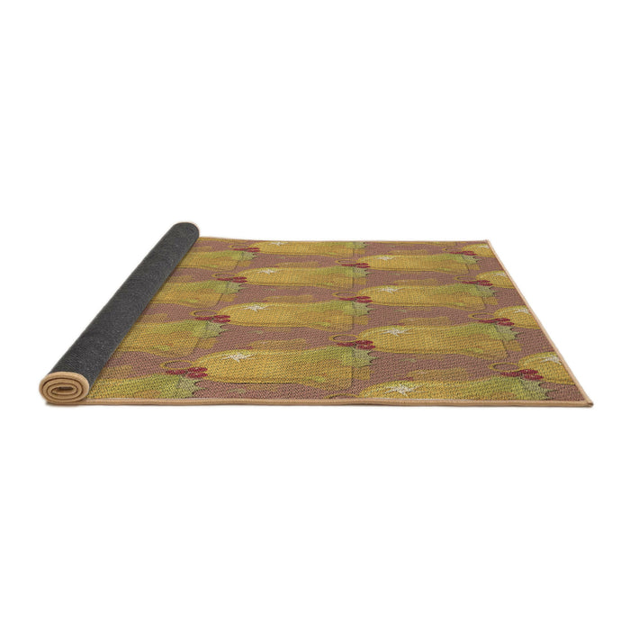 Thickness of Patterned Yellow Rug, pat3090brn