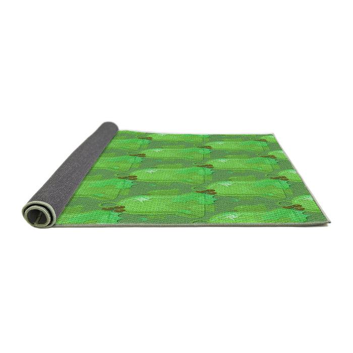 Thickness of Patterned Dark Lime Green Rug, pat3090grn