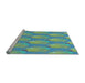 Sideview of Machine Washable Transitional Deep-Sea Green Rug, wshpat3090lblu