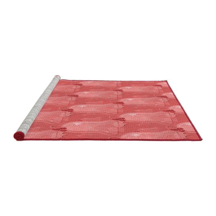 Sideview of Machine Washable Transitional Ruby Red Rug, wshpat3090rd