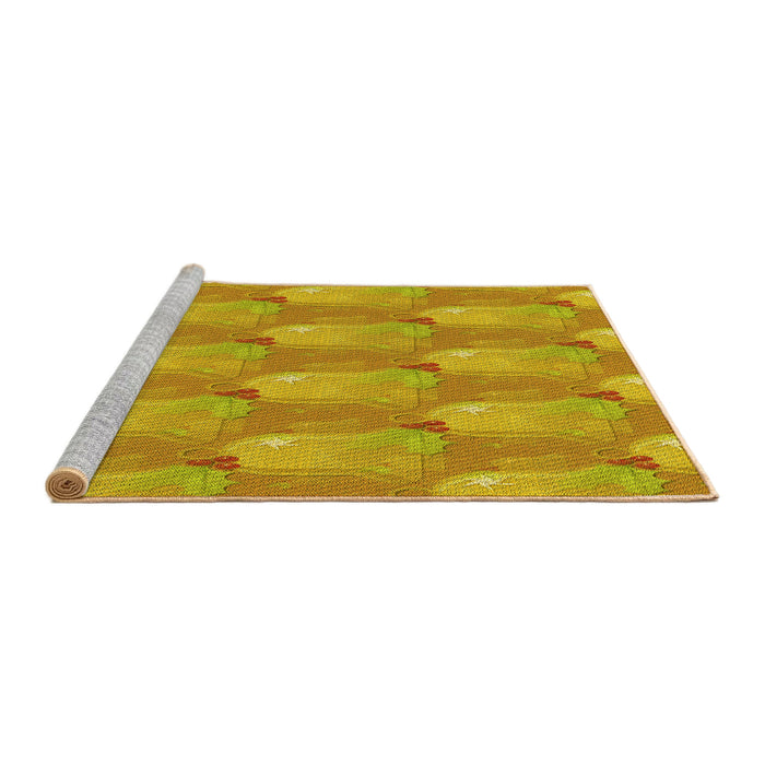 Sideview of Machine Washable Transitional Deep Yellow Rug, wshpat3090yw