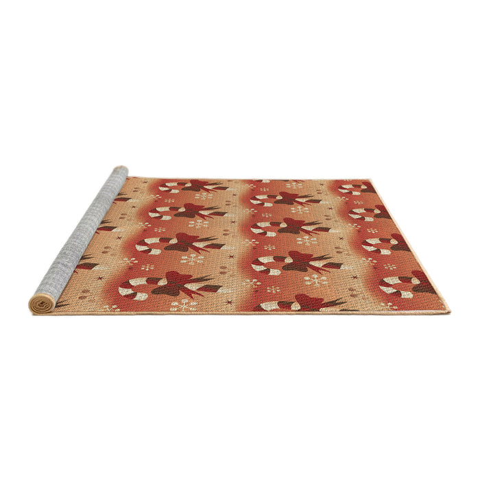Sideview of Machine Washable Transitional Orange Rug, wshpat3091brn
