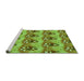 Sideview of Machine Washable Transitional Olive Green Rug, wshpat3091grn