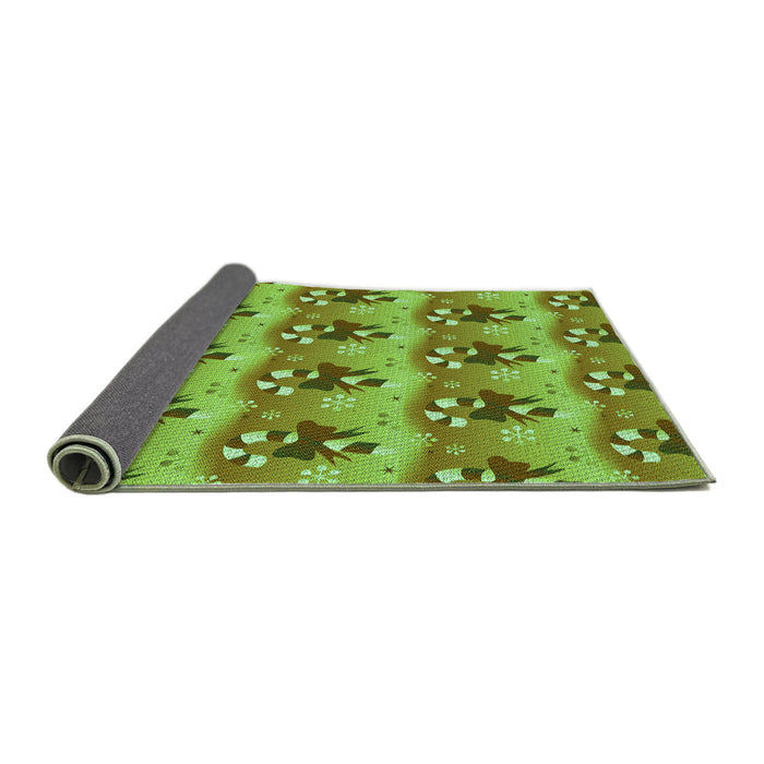 Thickness of Patterned Olive Green Rug, pat3091grn