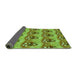 Thickness of Patterned Olive Green Rug, pat3091grn